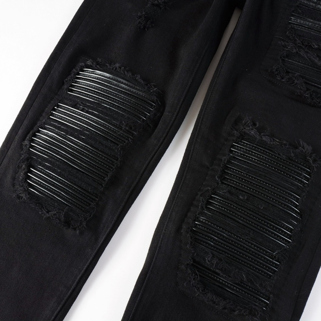 Black Patch Ripped Jeans