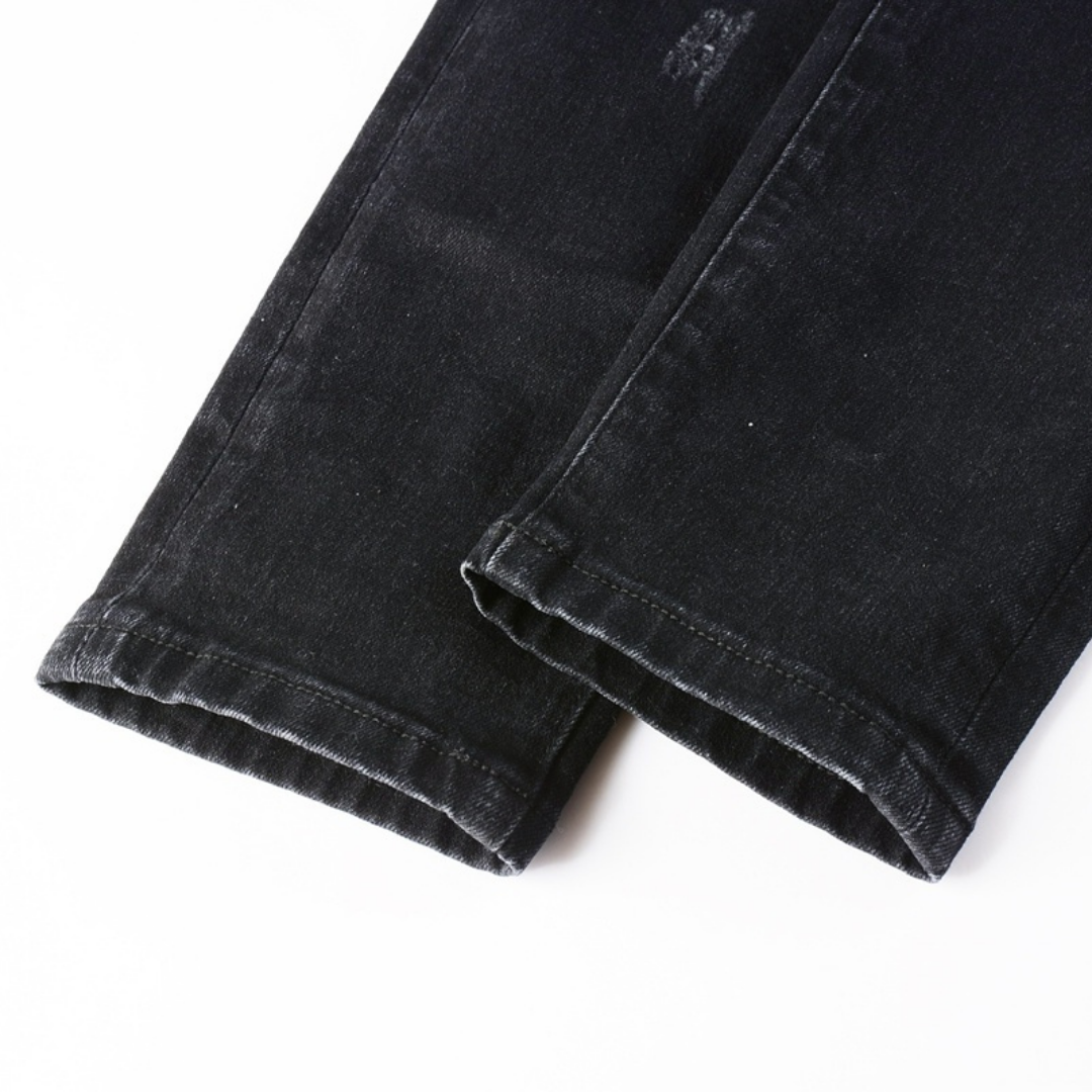 Ripped Patch Black Jeans