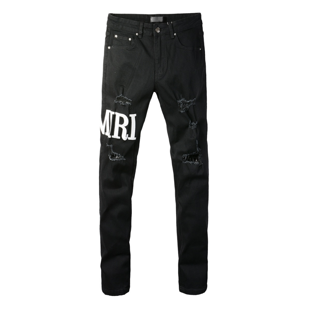 Ripped White Logo Jeans
