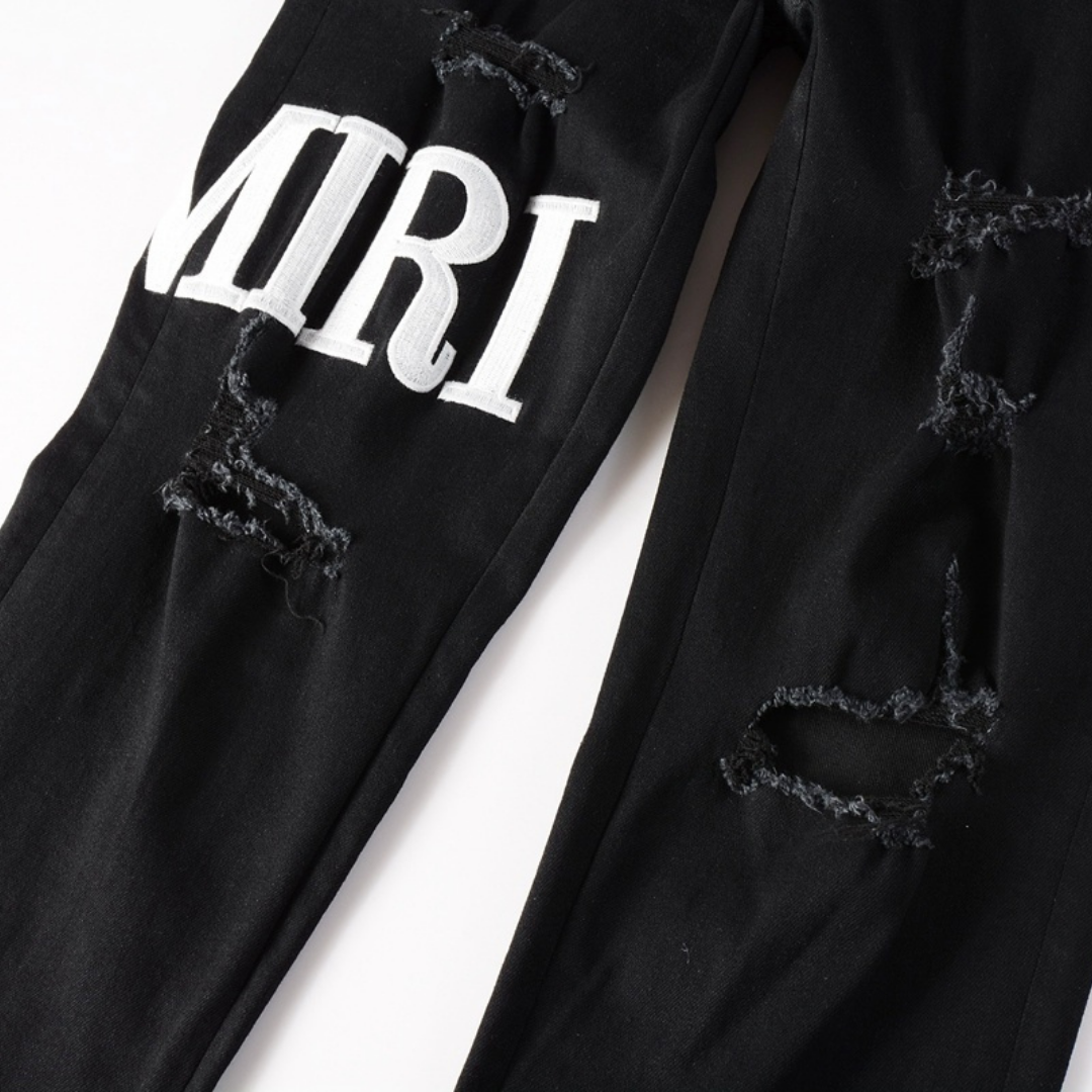 Ripped White Logo Jeans