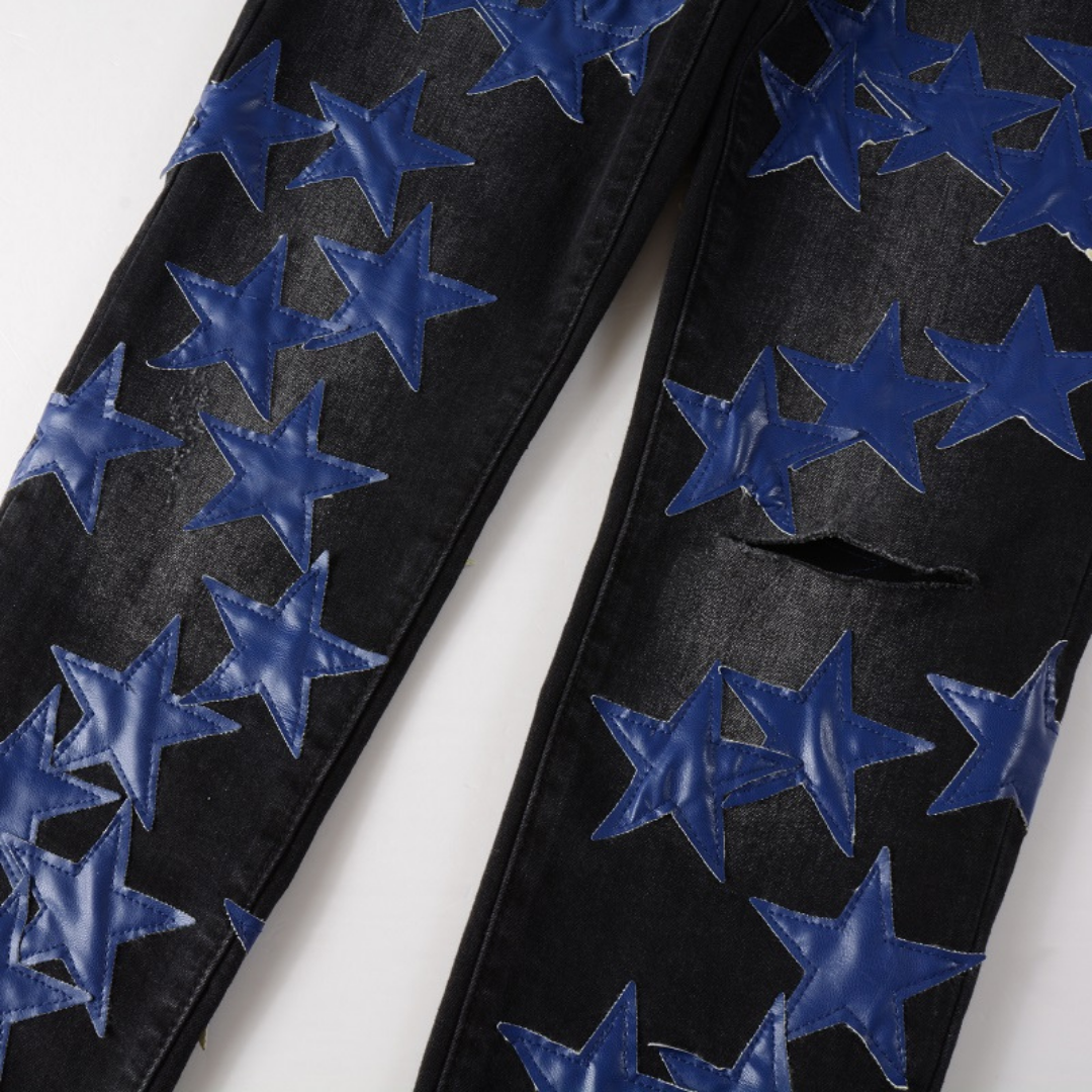 Navy Blue Star Patch Jeans