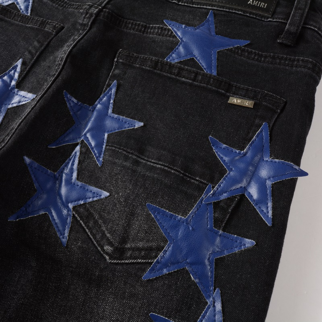 Navy Blue Star Patch Jeans