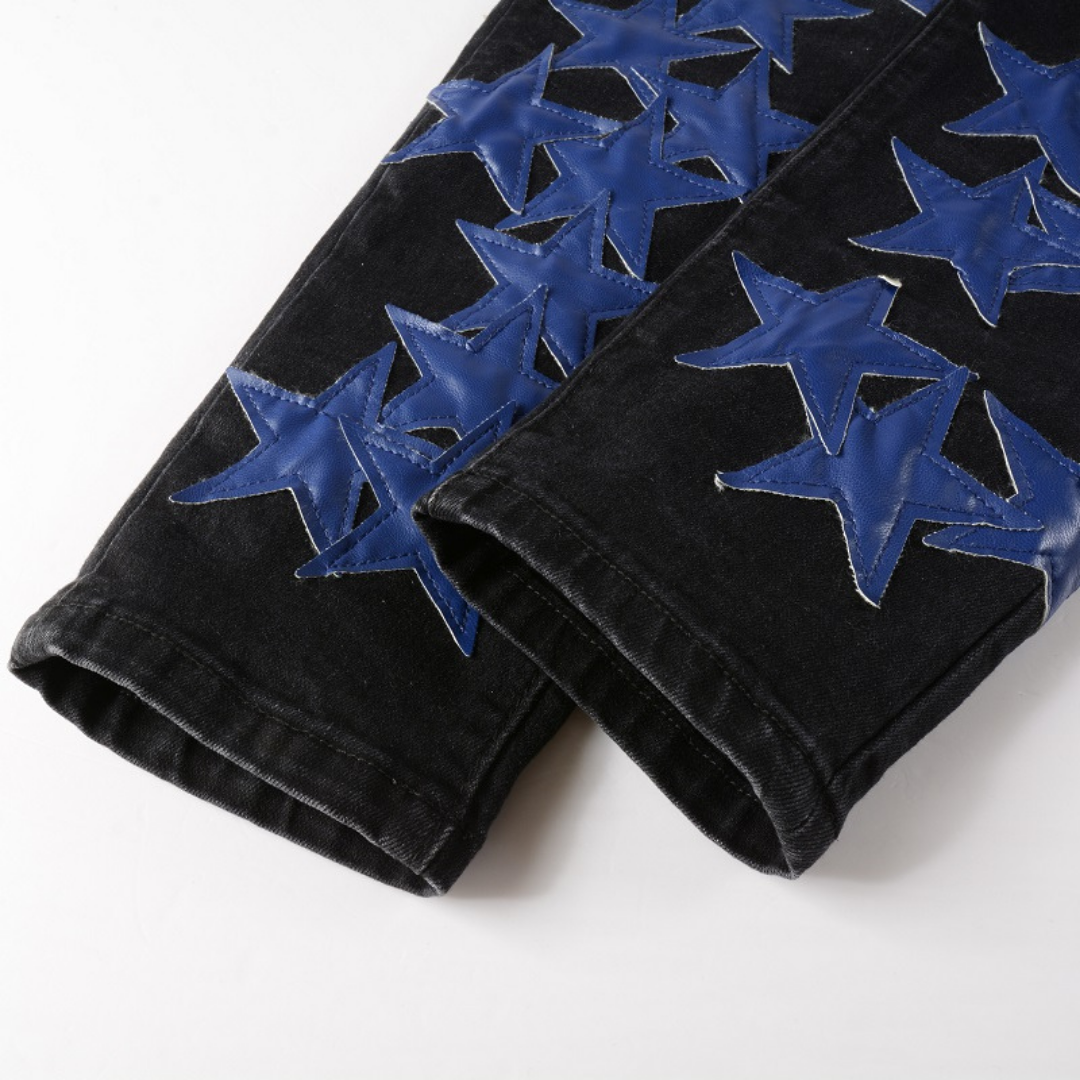 Navy Blue Star Patch Jeans