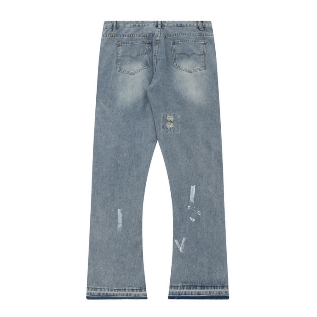Flared Ripped Gradient Jeans