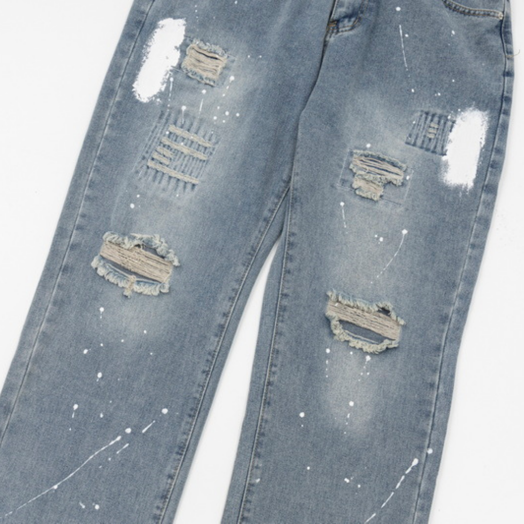 Flared Ripped Gradient Jeans