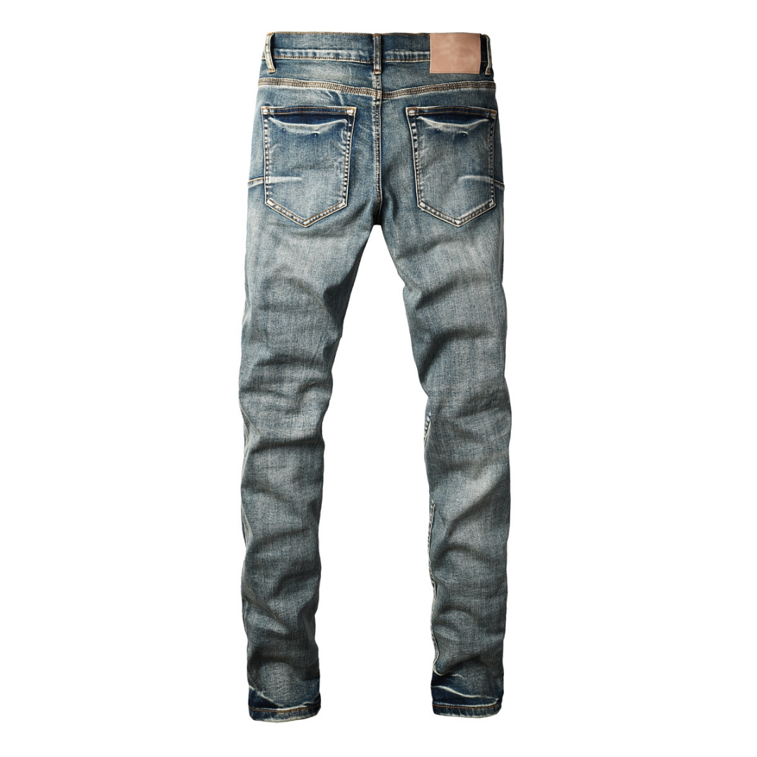 Red Distressed Patch Jeans