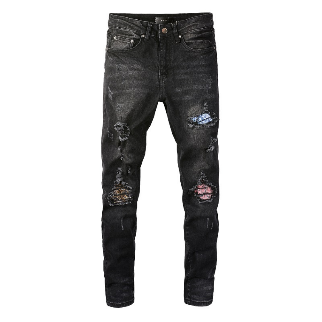 Black Logo Ripped Jeans