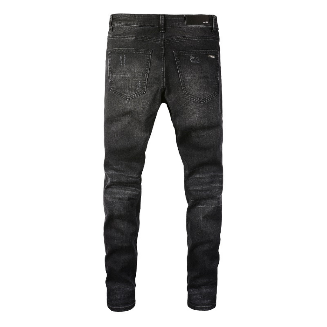 Black Logo Ripped Jeans