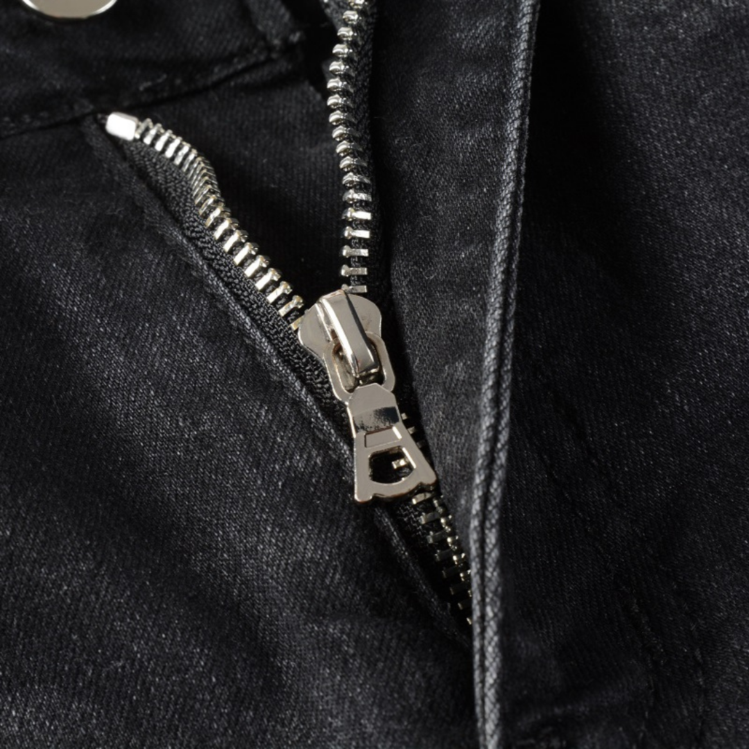 Black Logo Ripped Jeans