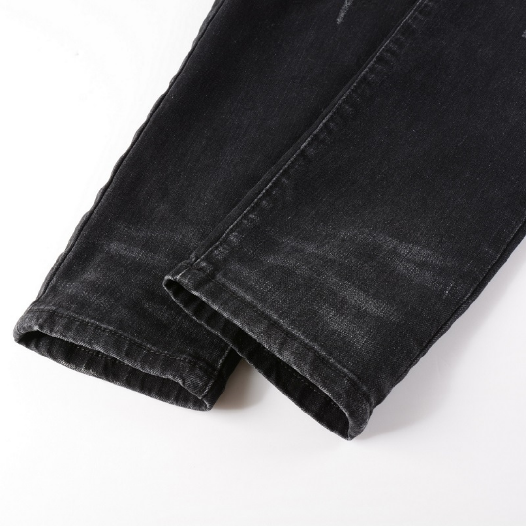 Black Logo Ripped Jeans