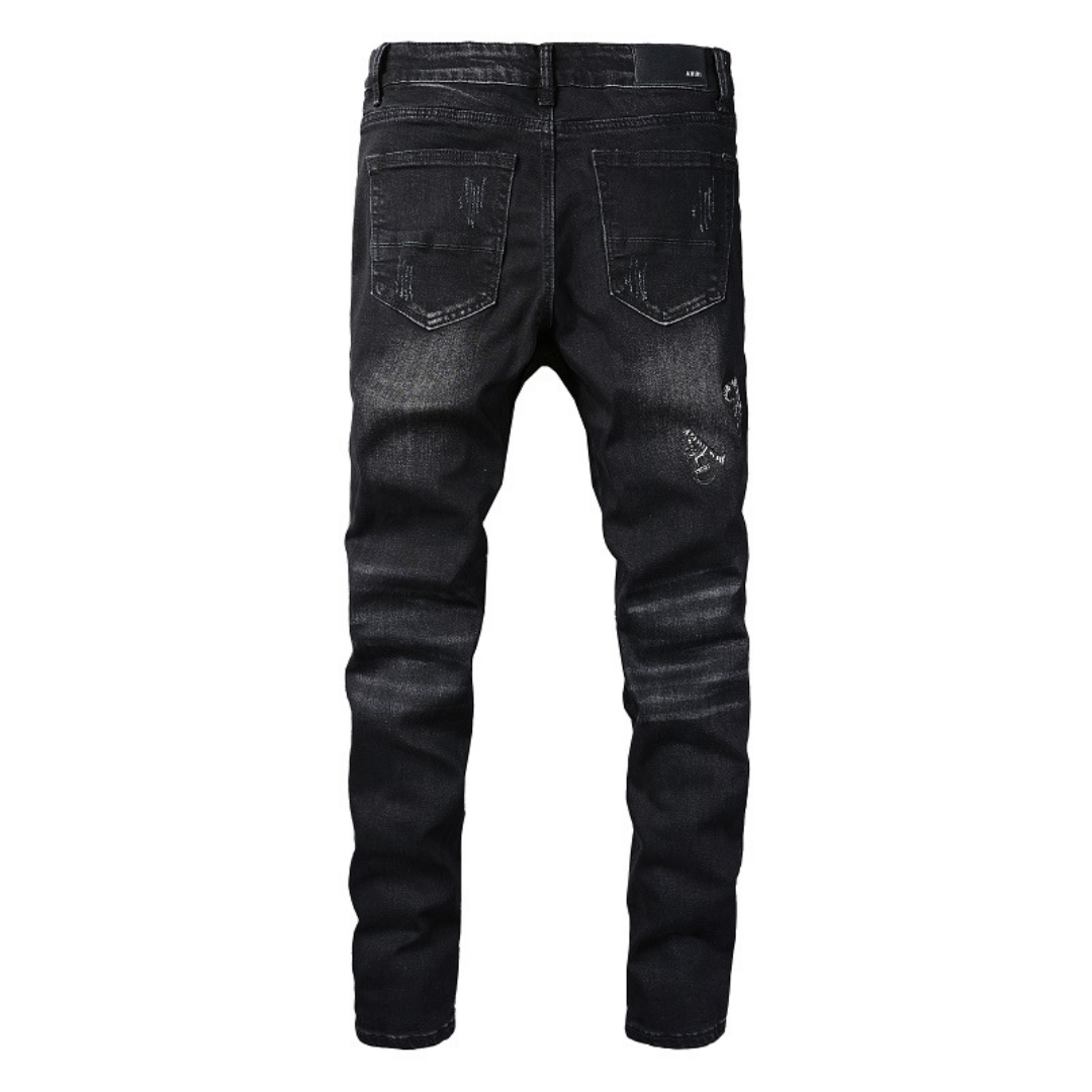 Black Ripped Patch Jeans