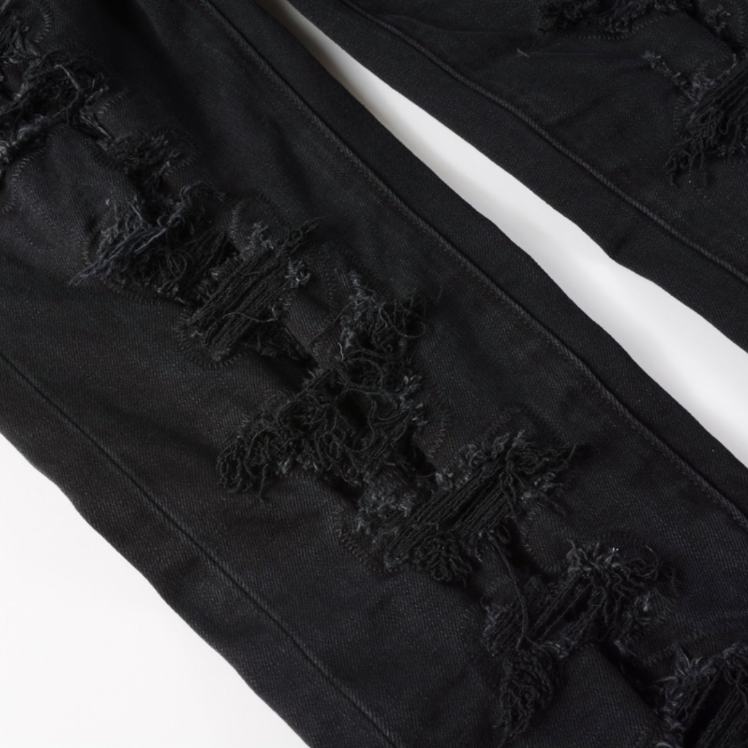 Triple Ripped Black Jeans