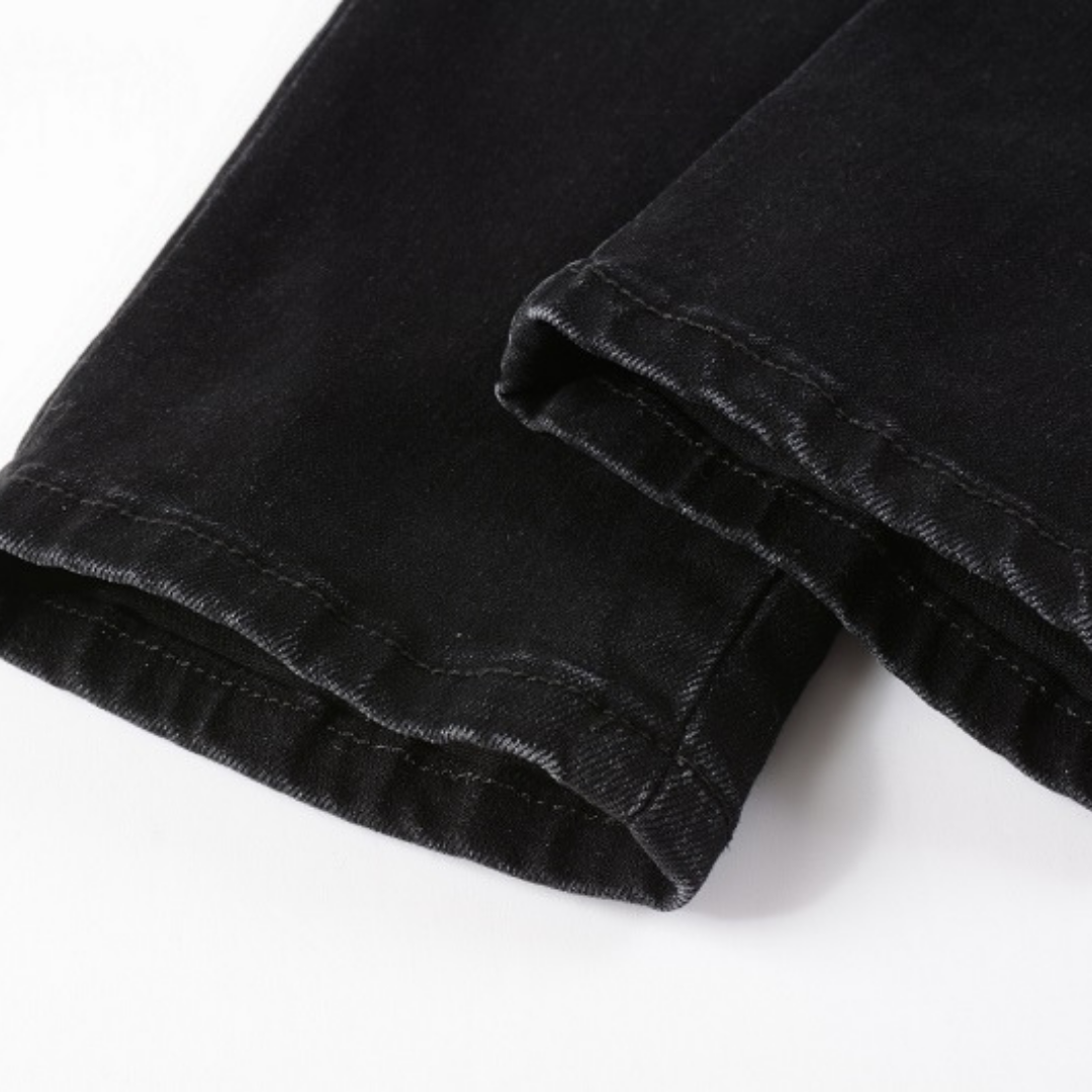 Black Ripped Patch Jeans