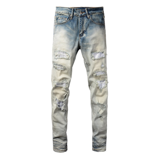 Gradient Diamond Patch Jeans