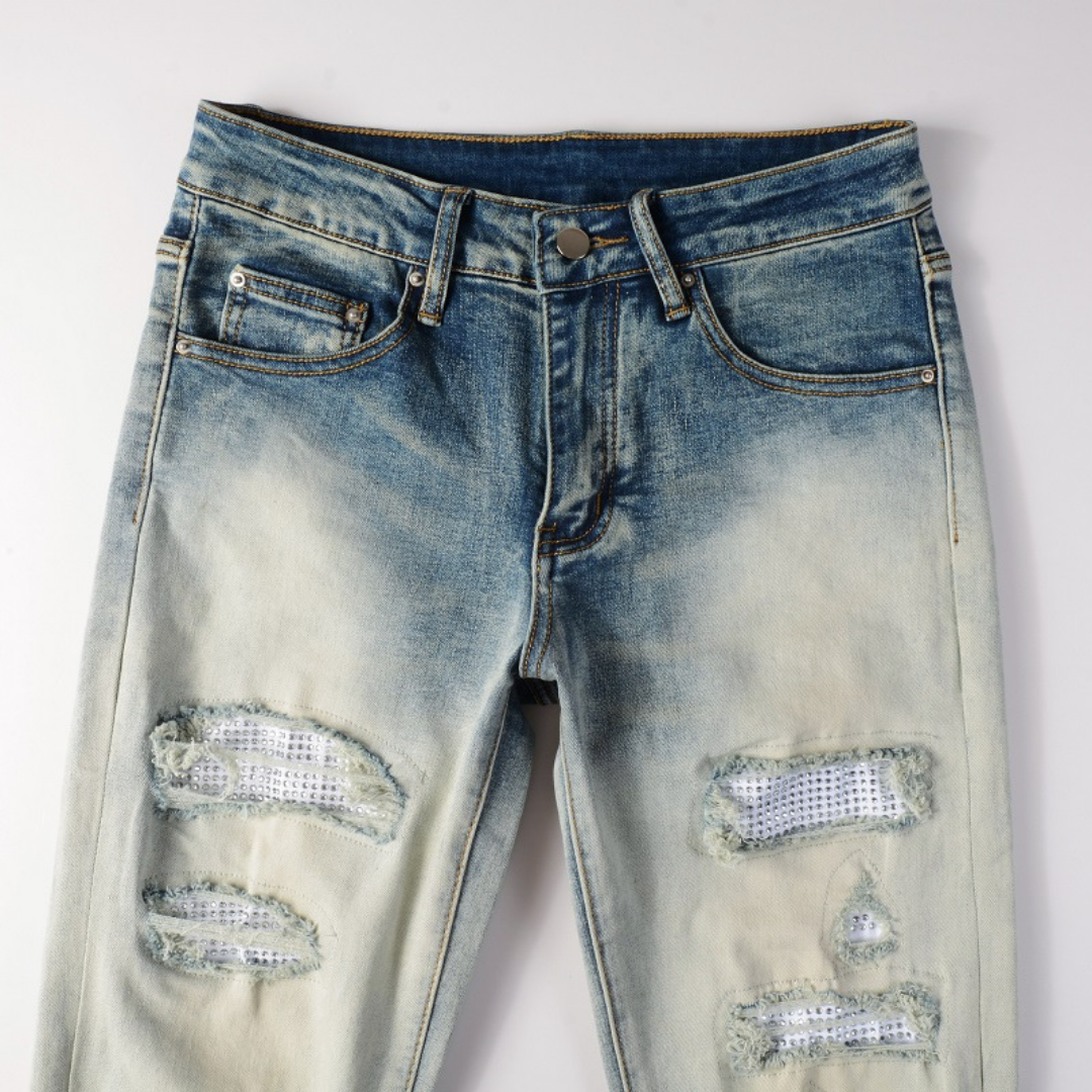 Gradient Diamond Patch Jeans