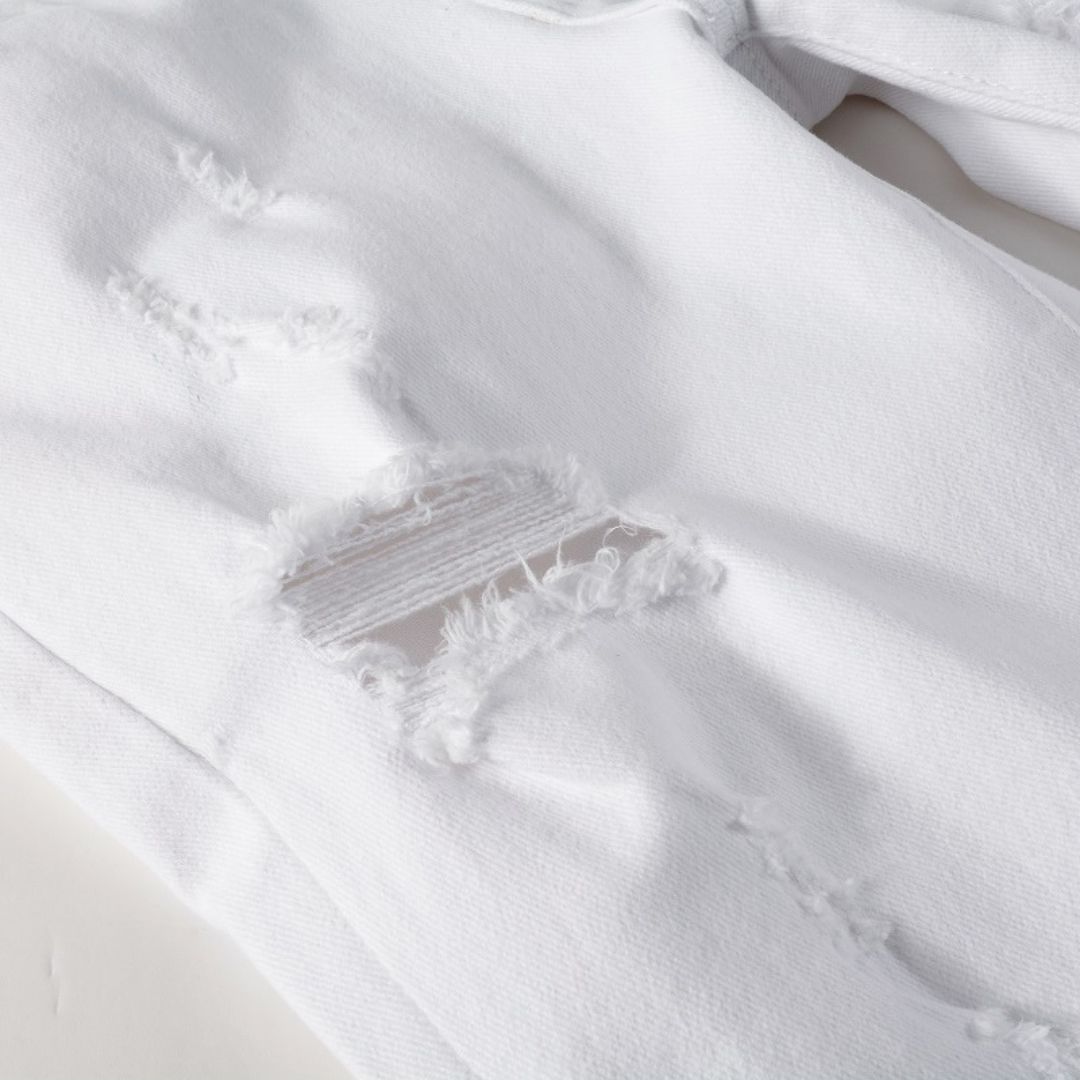 White Patch Distressed Jeans