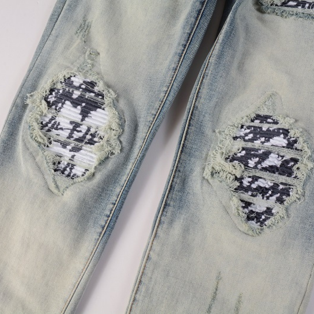Gradient Camo Patch Jeans