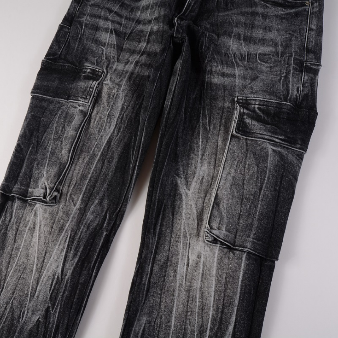 Black Distressed Flared Jeans