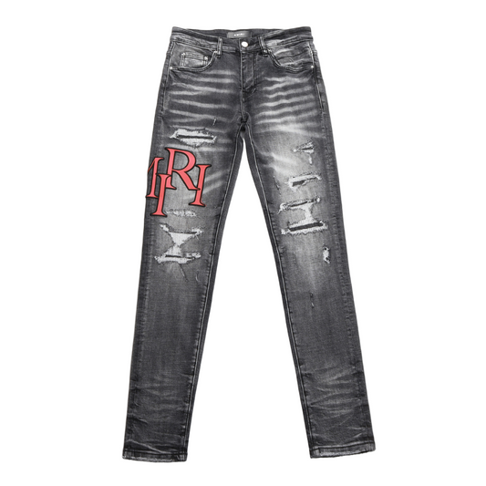 Staggered Grey Logo Jeans