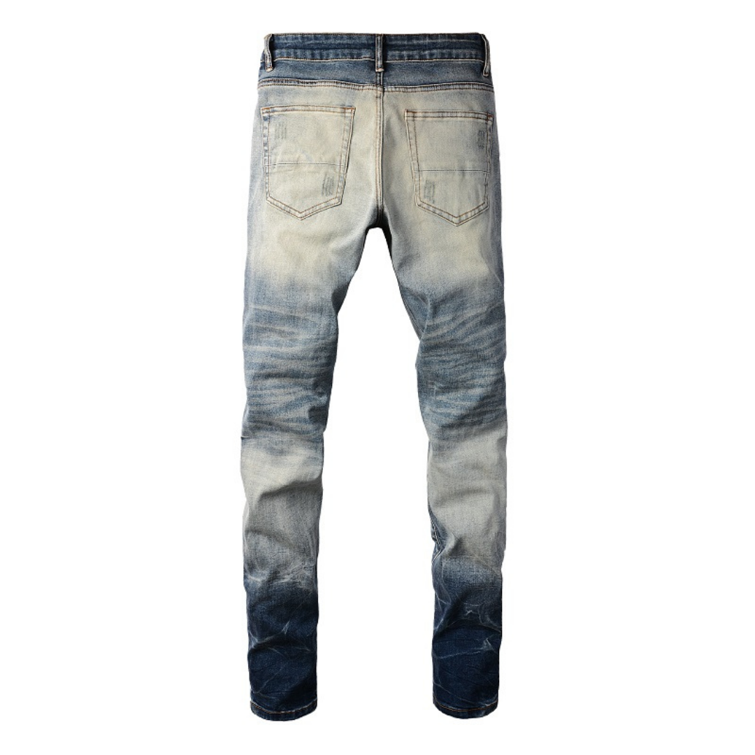 Gradient Blue Diamonds Patch Jeans