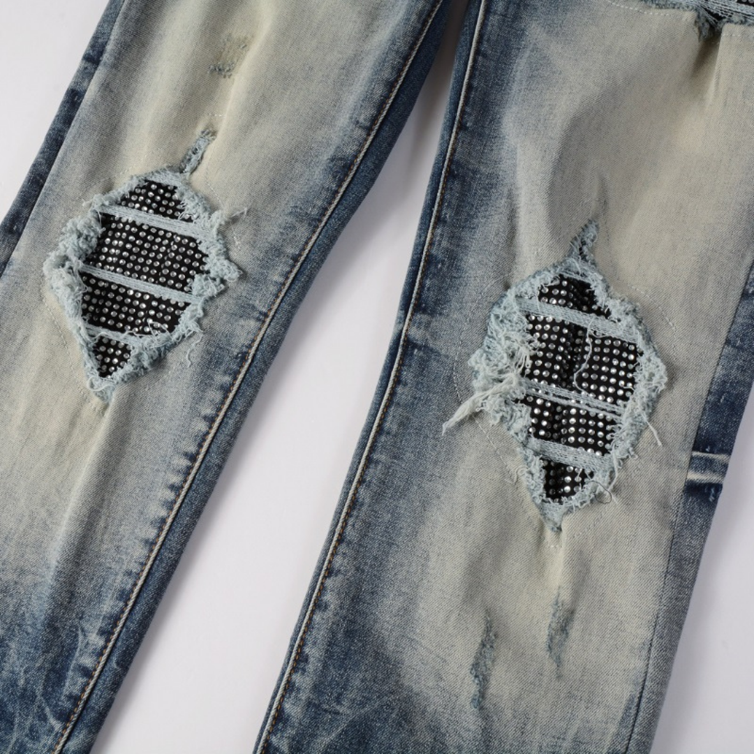 Gradient Blue Diamonds Patch Jeans