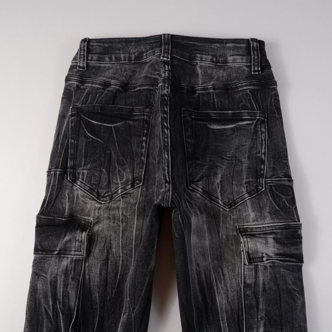 Black Distressed Flared Jeans