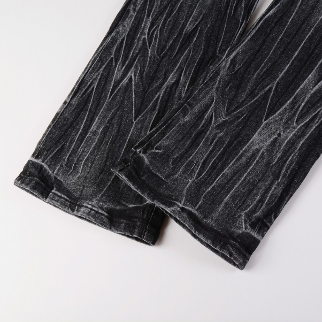 Black Distressed Flared Jeans