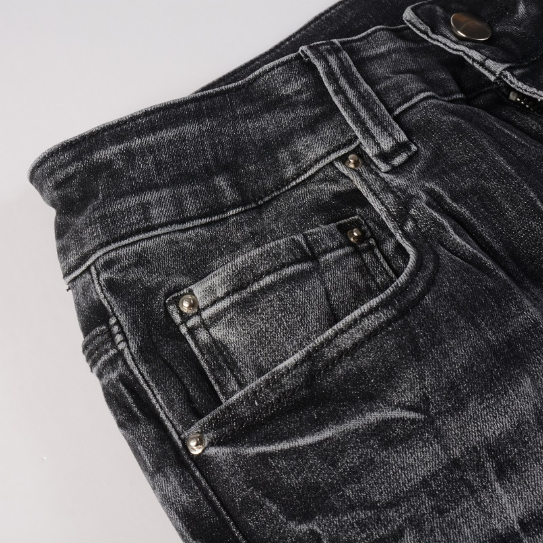Black Distressed Flared Jeans