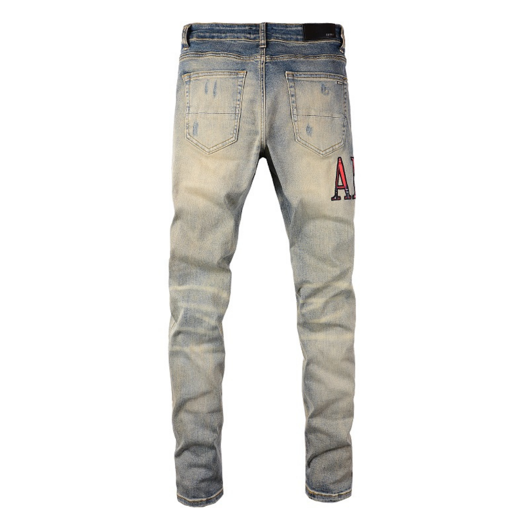 Camo Logo Ripped Jeans