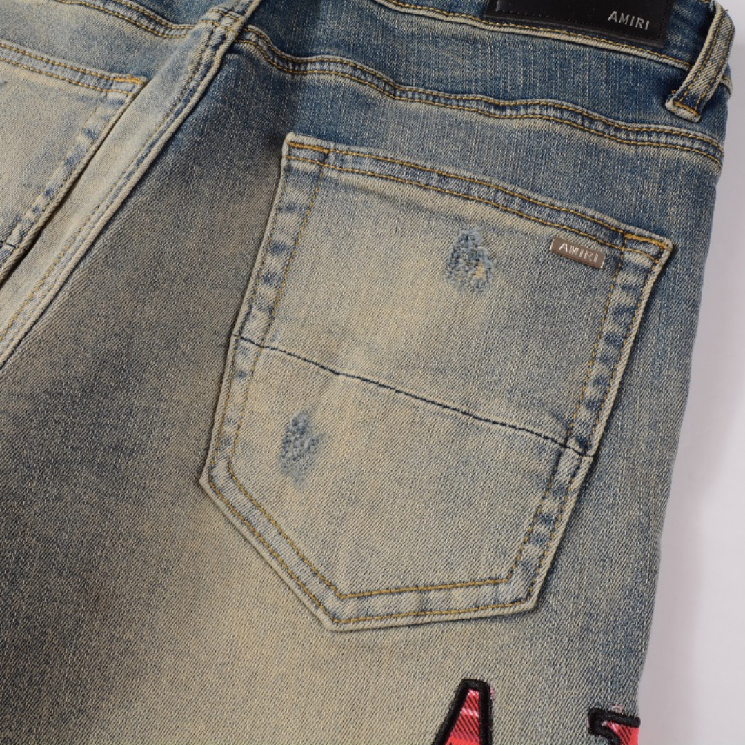 Camo Logo Ripped Jeans