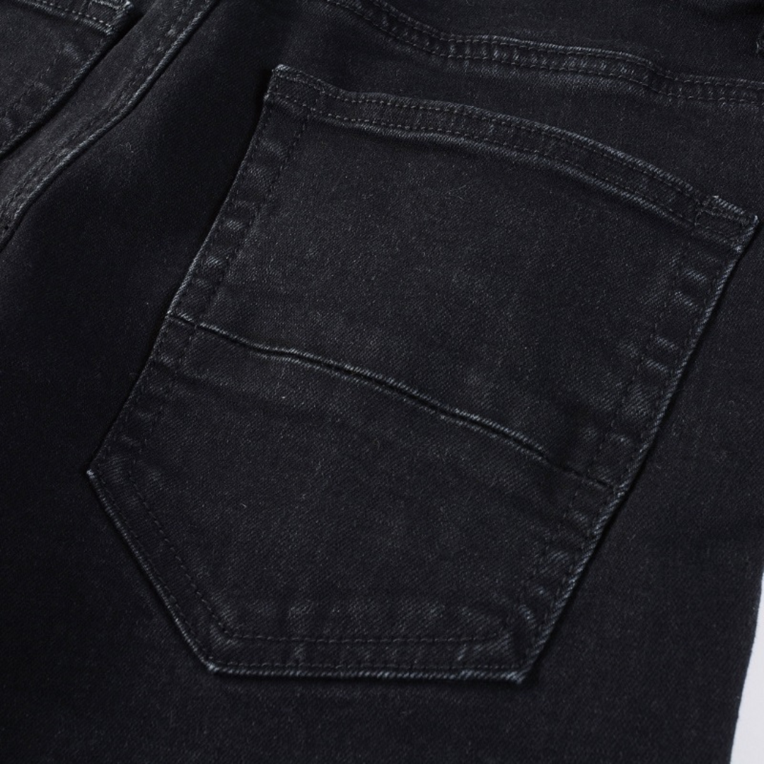 Staggered Black Ripped Jeans