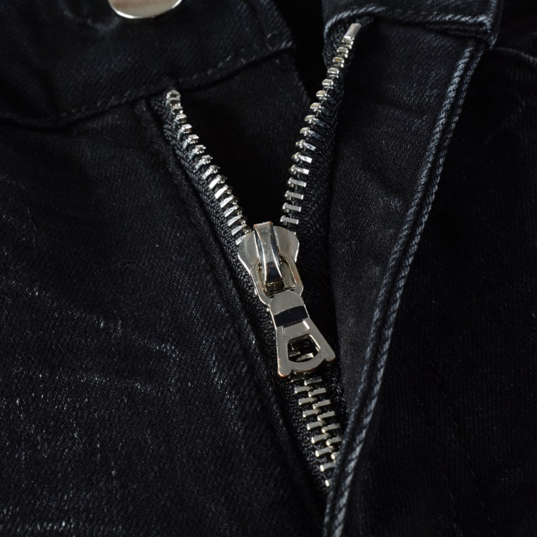 White Logo Distressed Jeans