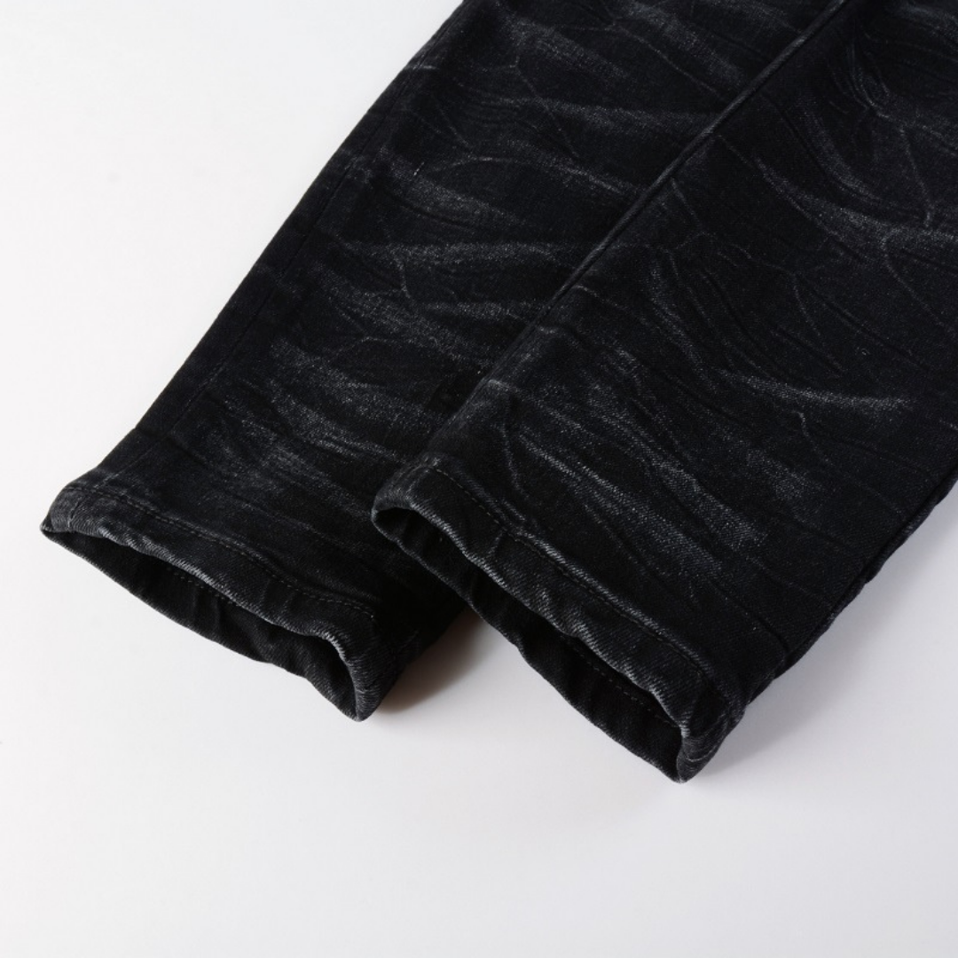 White Logo Distressed Jeans