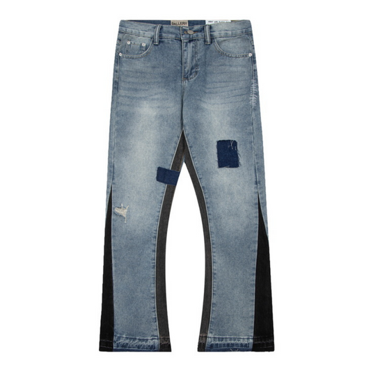 Flared Patch Paint Jeans