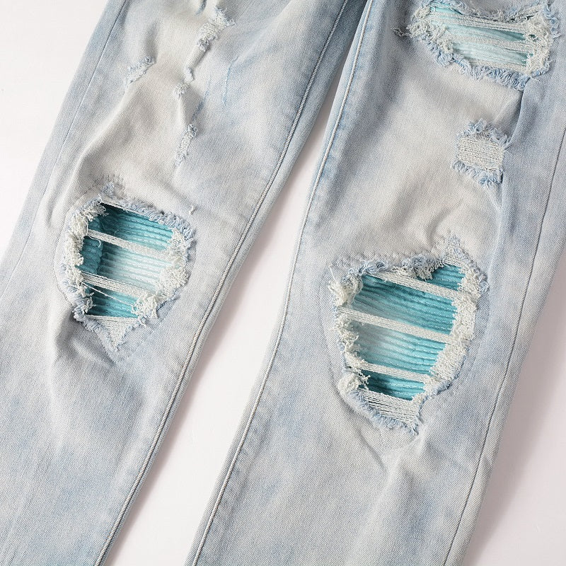 Ripped Gradient Blue Jeans