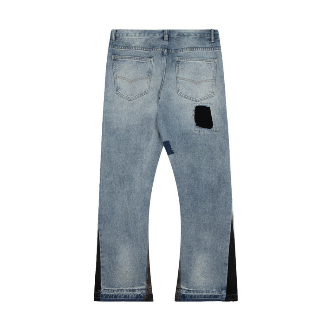 Flared Patch Paint Jeans