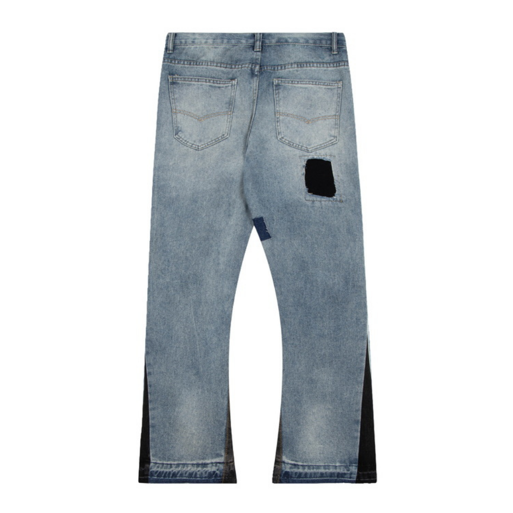 Flared Patch Paint Jeans