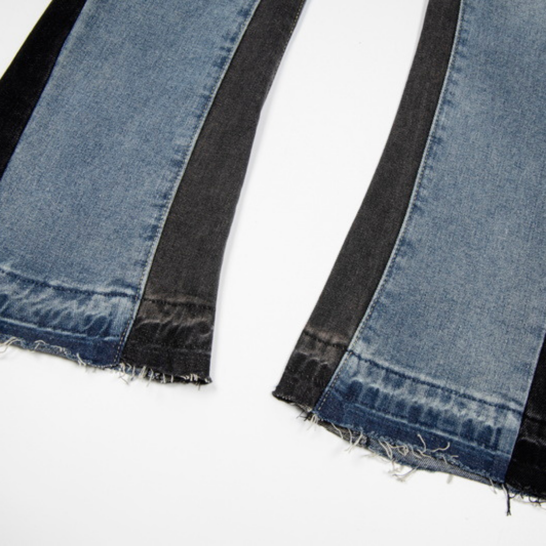 Flared Patch Paint Jeans