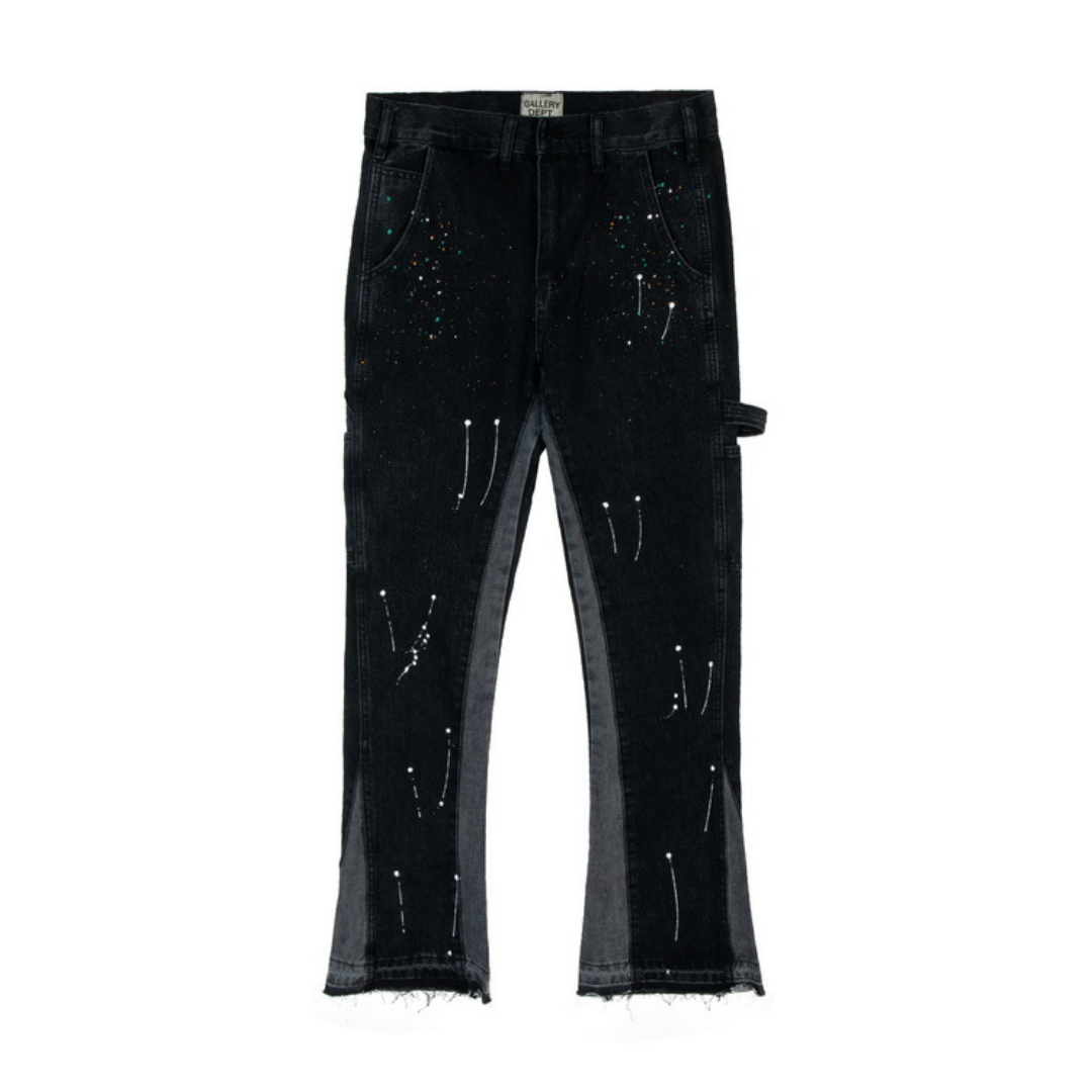 Flared Black Paint Jeans