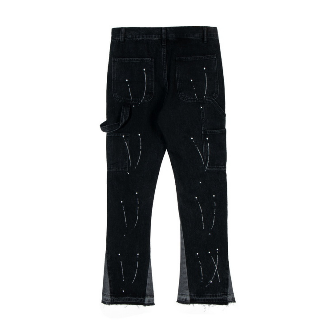 Flared Black Paint Jeans