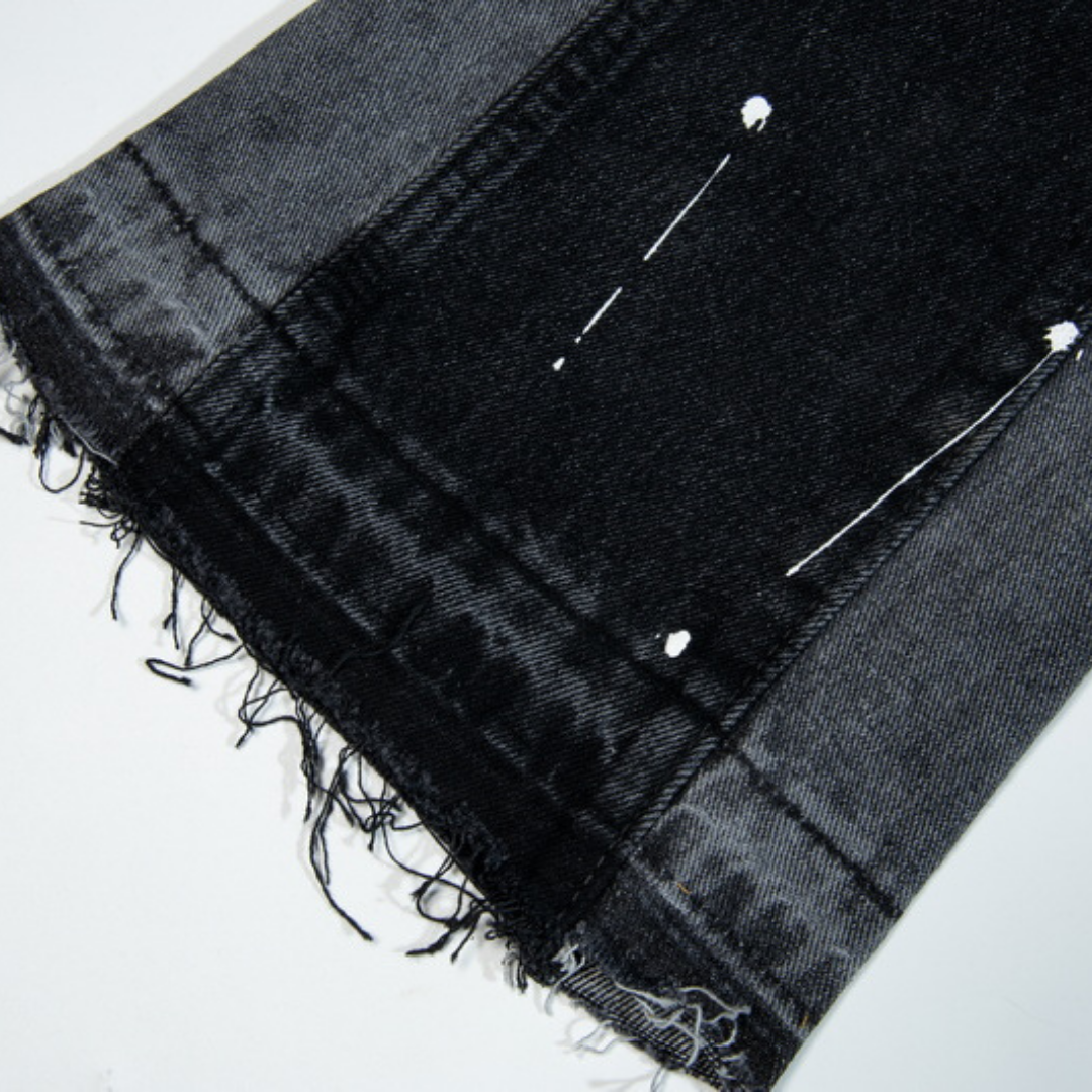 Flared Black Paint Jeans