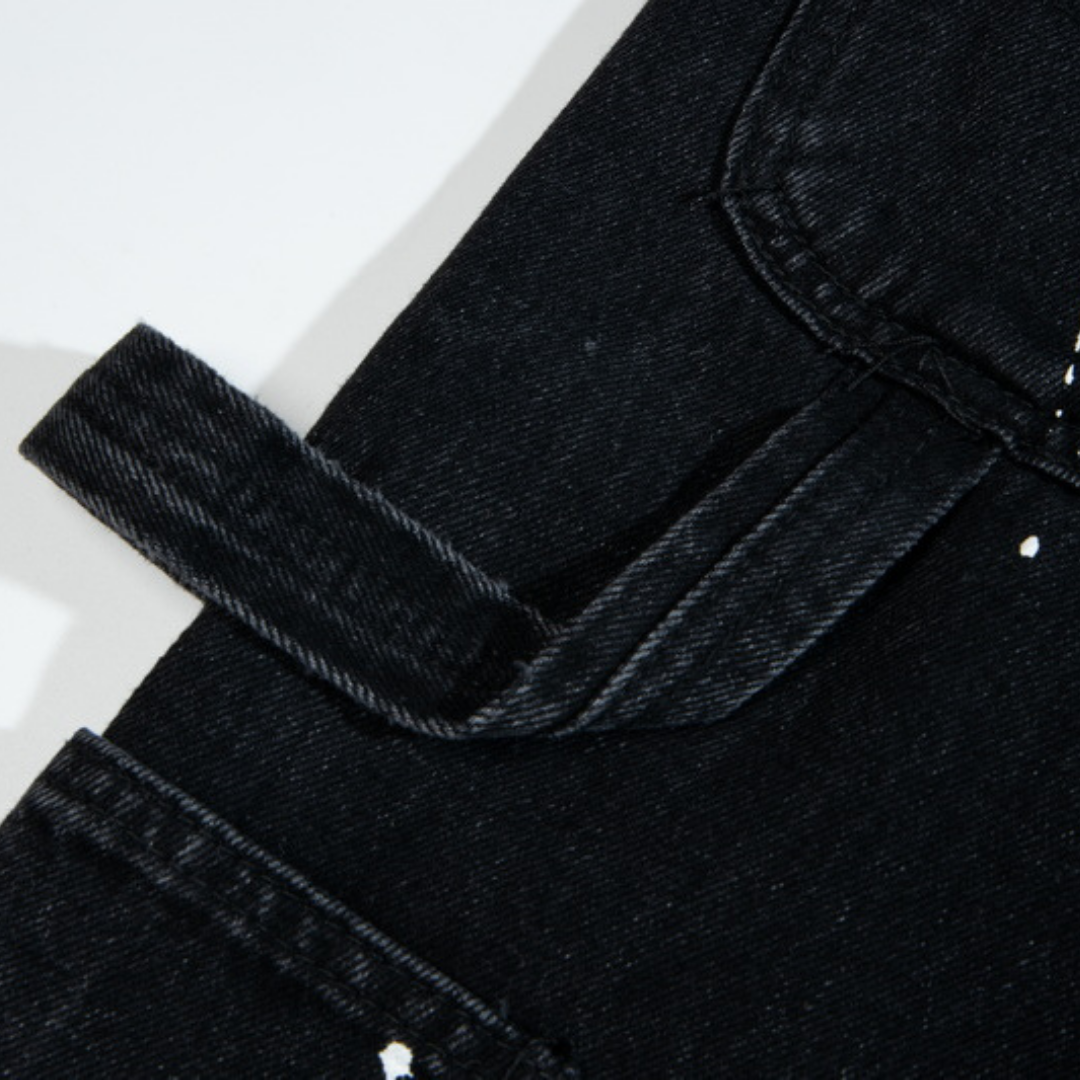 Flared Black Paint Jeans