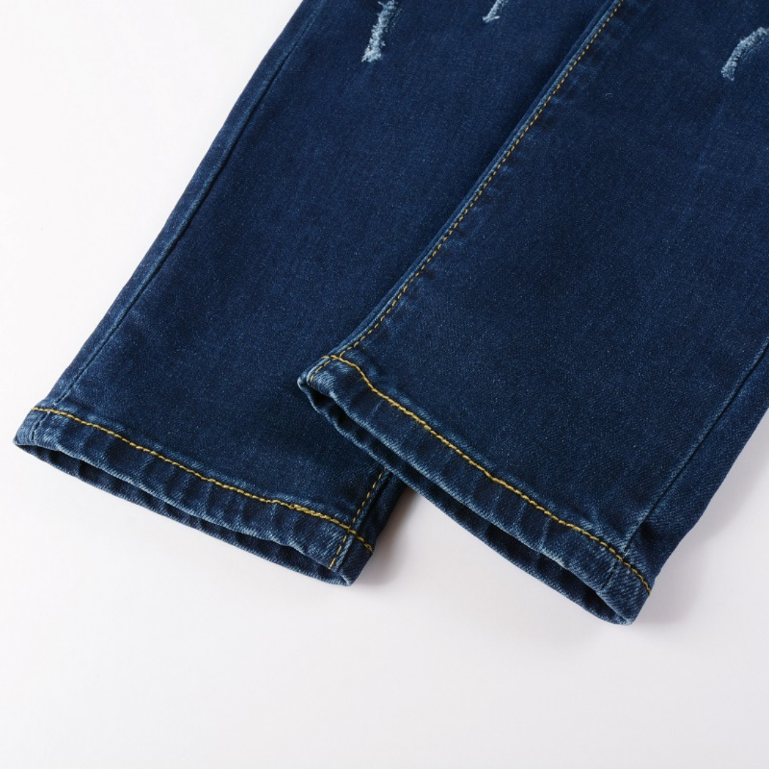 Bandana Patch Ripped Blue Jeans