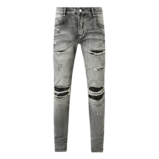 Patch Ripped Grey Jeans