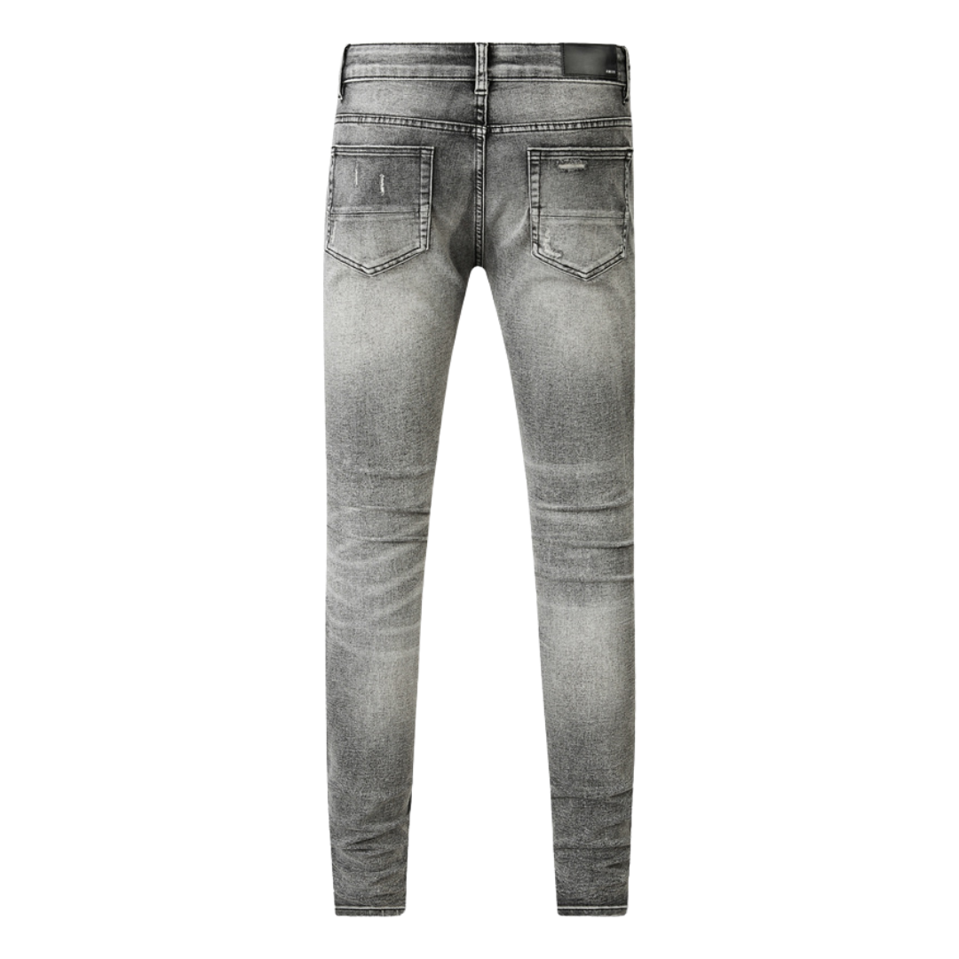 Patch Ripped Grey Jeans