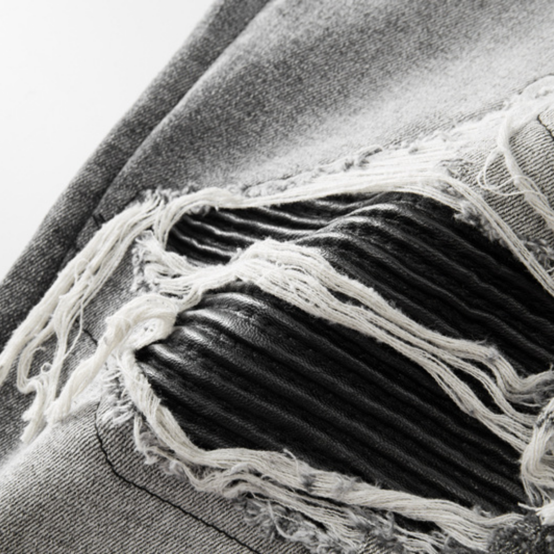 Patch Ripped Grey Jeans