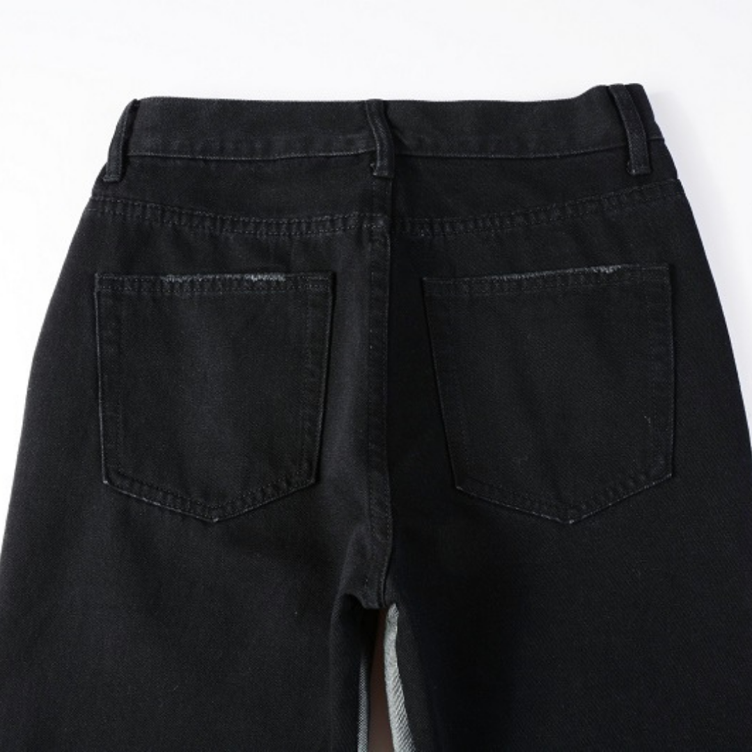 Black Grey Flared Jeans