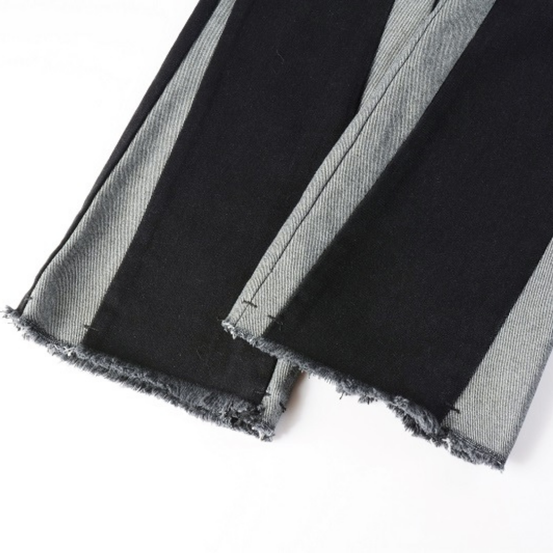 Black Grey Flared Jeans