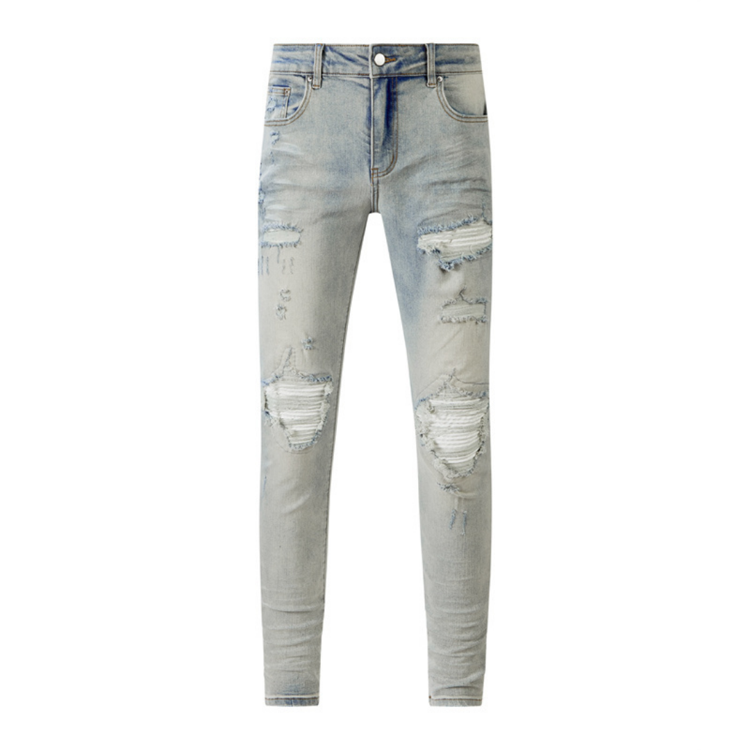 Patch Ripped Blue Jeans