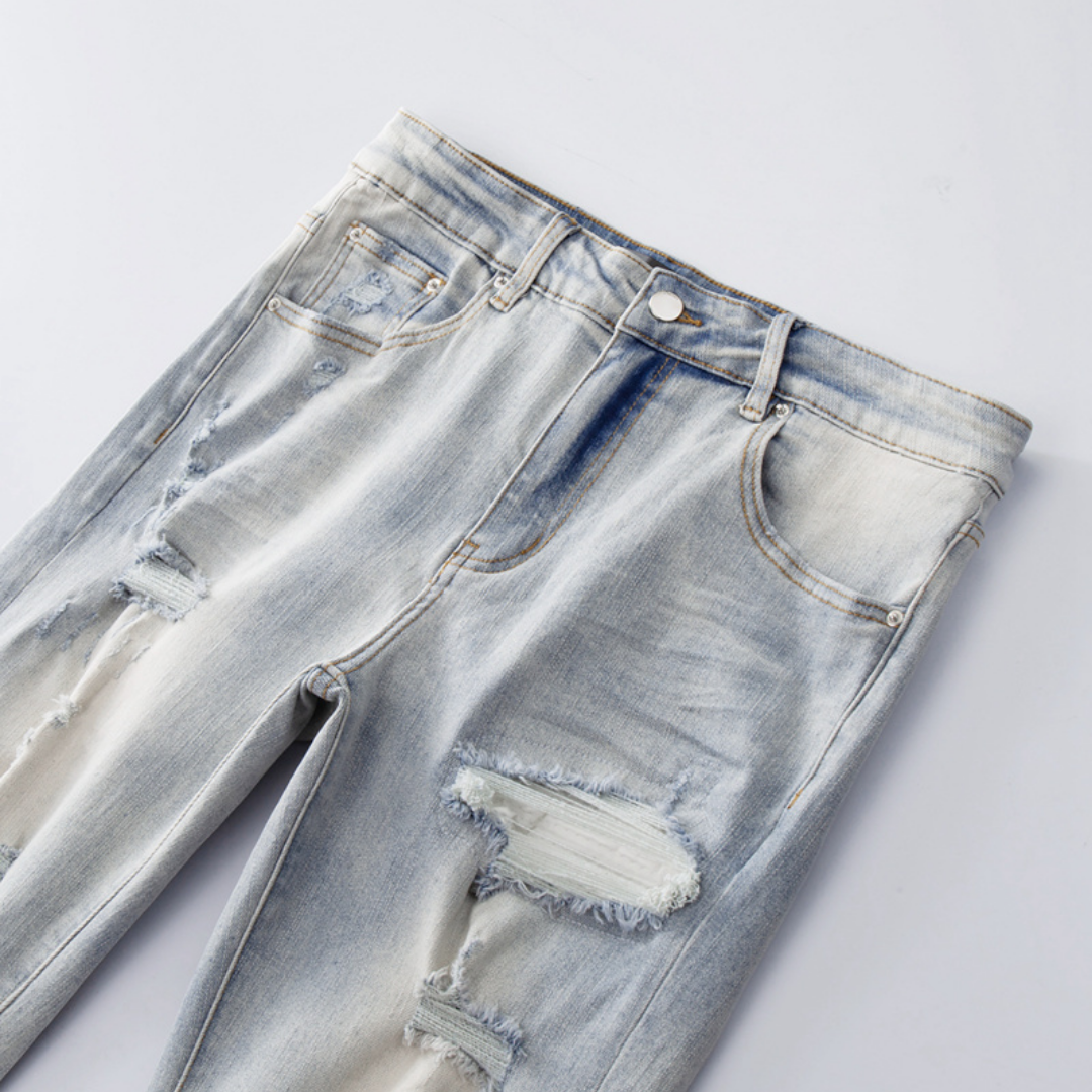 Patch Ripped Blue Jeans